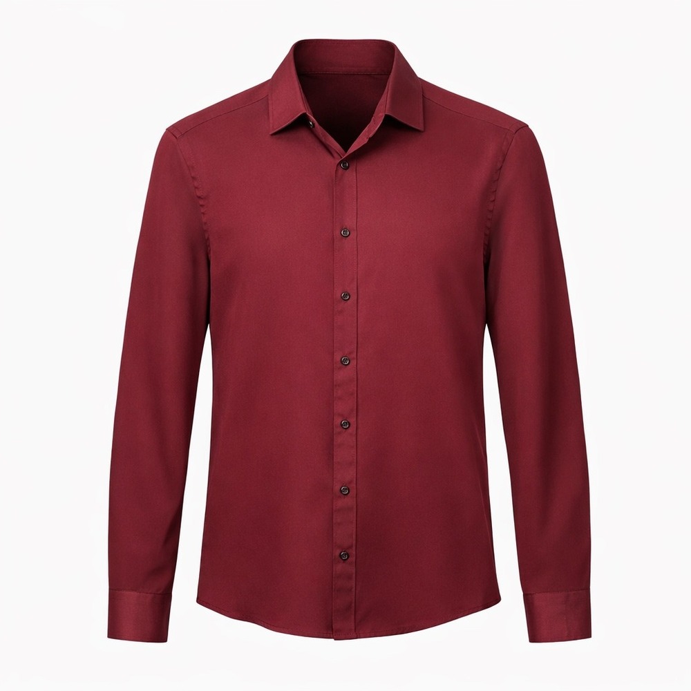 LOCALMODE Dress Shirt Small Burgundy Red 100% Cotton Long Sleeve Button‎ Up Mens
